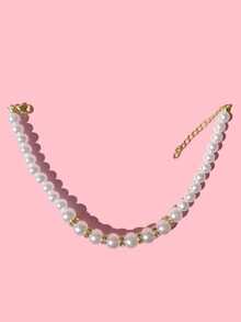 Pet Pearl Necklace, Rhinestone & Pearl Collar For Cats And Dogs, Fashion Accessories - Gold - View 7