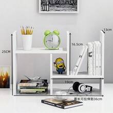1pc Simple Minimalist Dorm Desk Organizer Shelf, White Wooden Creative Desktop Storage Rack - Multicolor - View 2