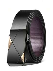 Men's Casual Black Automatic Buckle Belt - Fashionable Business Style, Ideal Gift For Husband Or Boyfriend, PU Material Suitable For Jeans And Office Wear