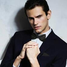 Adjustable Bowtie And Pocket Square Men Bowtie And Handkerchief Solid Color Double Fold Pre-Tied Bow Tie For Wedding Party