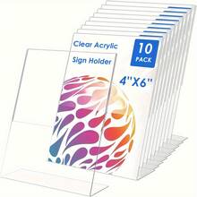 2 piezas Soporte inclinado de acrílico de 4x6 pulgadas: Soporte inclinado para exhibir letreros, menús, volantes y documentos - Organizador de escritorio transparente para cafés, tiendas, oficinas, bares y restaurantes