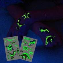 10 Sheets Luminous Dinosaur Temporary Tattoos, Waterproof Glow In The Dark T-Rex Pterosaur Velociraptor Triceratops Stegosaur Designs Pattern, Birthday Party Favors, Stocking Stuffer, Goodie Bag Fillers, Christmas Eve Gifts 4DSM - Multicolor - View 2