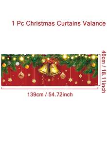 1 pièce Cantonnière de rideau de Noël, rideau court de Joyeux Noël avec cloche de Noël, bonhomme de neige, sapin de Noël et style de vigne à fleurs rouges, rideau de demi-fenêtre, rideau de cuisine de Noël, décoration de fête de Noël, fournitures de fête de Noël, décoration de Noël, décorations de Noël pour la maison, décoration de chambre de Noël, décoration de fenêtre de cuisine, cadeaux de Noël, décorations d'hiver, décoration de salon, décoration de bureau