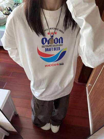 New For Autumn/Winter Cute Casual Print All-Match Long Sleeve T-Shirt Ladies Tops