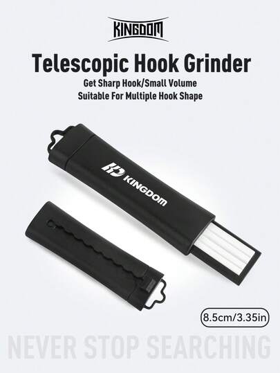  Herramienta de afilado de anzuelos de pesca telescópica KINGDOM de 23g y 8.5cm, afilador de anzuelos de cerámica portátil, equipo de pesca telescópico, afilador con diseño telescópico, volumen pequeño y fácil de transportar