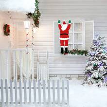 1 tấm vải treo tường hình ông già Noel leo trèo - Không cần điện, Bộ đồ đen đỏ, Râu trắng & Găng tay xanh lá cây, Chân treo cửa ra vào, cửa sổ, hàng rào - Dễ dàng lắp đặt trang trí ngày lễ, Đồ trang trí tường hình ông già Noel leo trèo cho Giáng sinh, Không có lông vũ, Nhẹ - Nhiều màu - Xem 4