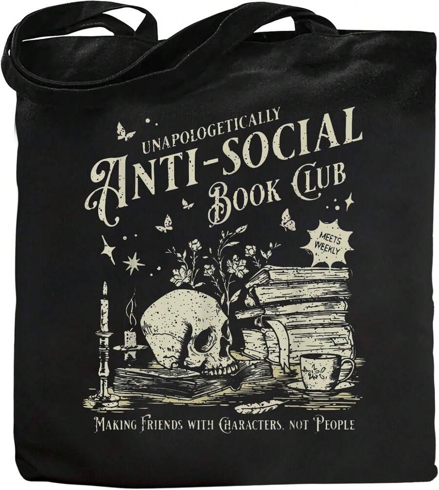 Book Lovers Gifts Cute Book Club Gifts Canvas Tote Bag For Women Reading Lovers Accessories Shopping Bag For Readers, Bookish, Author - màu đen - Xem 1