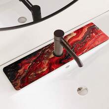 1 miếng lót thoát nước bồn rửa họa tiết bãi biển màu đỏ nghệ thuật, miếng lót vòi nước nhà bếp/phòng tắm chống trượt bằng đất tảo cát và cao su khô nhanh, thấm hút độ ẩm, miếng lót thoát nước bằng silicon chống trượt bằng bùn tảo cát, miếng lót thoát nước nhà bếp gia dụng, miếng bảo vệ bồn rửa mặt, phù hợp với mọi loại vòi nước trong phòng tắm và nhà bếp. - Nhiều màu - Xem 15