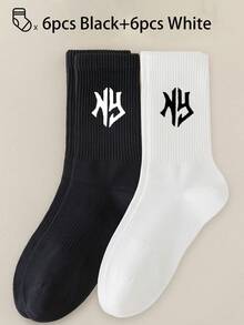 40pcs/30pcs/24pcs Unisex Comfortable Sports Socks, Men's Long Socks For Sports And Training, Women's Long Socks For Casual And Business Wear, Antibacterial, Soft, Black And White, Odor-Resistant, Moisture-Wicking, Lightweight And Comfortable, Suitable For Autumn/Winter, 20pcs/10pcs/8pcs/6pcs/4pcs/2pcs Set, Autumn