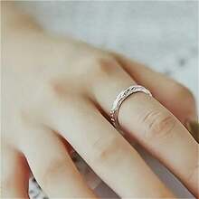 Retro Exquisite Ring, Double Ring Design, Smart Roll Pattern Engraved On The Surface, Simple And Charming, Suitable For Daily Wear And Birthdays And Anniversaries - bạc - Xem 2
