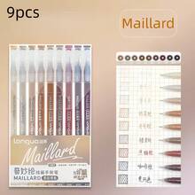 9pcs/Set Morandi Color Gel Pen Set, Gradient Transparent Barrel 0.5mm Ballpoint Pens, For Painting Highlights, Back To School