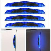 2/4 Pcs Door Cushion Protector With Reflective Sticker-Anti-Scratch And Anti-Collision Vehicle Guard, High-Grade Soft Silicone Door Edge Buffer, Lighted Decorative Sticker For Enhancing Visibility, Very Suitable For Parking, Opening/Closing Or Wall When Colliding, Protect The Door, Edge And Body From Scratches - Multicolor - View 3