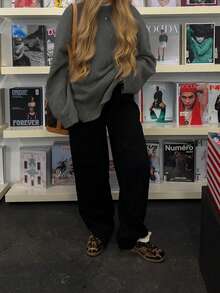 FOR BEAUTY Autumn And Winter New Solid Color Round Neck Simple Loose Casual Long Sleeve Knit Pullover Mid-Length Everyday Fashion, Versatile And Simple For Commuting Sweater Soft And Lazy Style Warm Christmas Top