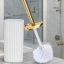 1 pièce Ensemble de brosse de toilette rotative à 360°, brosse de nettoyage de salle de bain à manche extra long anti-corrosion, poils compacts, support économe en espace, multi-fonctions