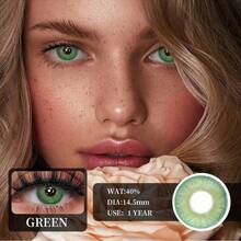 1 副小恶魔红色隐形眼镜 14.5 毫米彩色隐形眼镜，适合年度使用，用于眼妆、角色扮演、节日活动装扮 - 綠色 - 查看 2