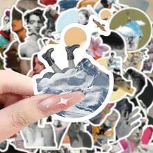 60 Artistic Abstract Character Stickers, Mixed-Color Fashionable Graffiti Stickers, Suitable For DIY Stationery And Plastic Surfaces, Self-Adhesive Disposable Decorative Stickers, Gray, White, Purple, Red, Green, Blue, Transparent, Yellow, Black, Stationery Decoration/Abstract Stickers/Smooth Finish, Wall Stickers - 1 - 查看 6