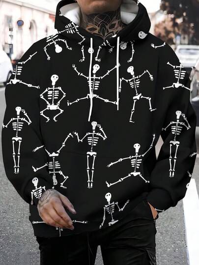 Men's 3D Printed Fashionable Novelty Pattern Hoodie, Autumn/Winter Men's Pullover Hooded Sweatshirt With Drawstring And Pockets