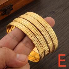 Set de 4 brazaletes de estilo africano de Dubai con acabado mate en color dorado, joyería de lujo para fiestas, regalo de boda para la novia saudí - Amarillo Oro - Ver 9