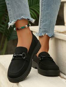 Giày lười phong cách Anh thời trang nữ, thiết kế mới, giày lười đa năng, chống trượt, mềm mại và thoải mái, thích hợp đi học và đi làm - màu đen - Xem 11