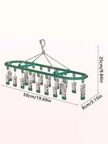 1pc Multifunctional Drying Rack With 20 Clips, Sock Hanger, Laundry Drying Rack For Balcony, Dorm Room - Pink - View 2