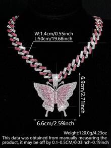 LIGHTSOME 1set Fashion Hio-Hop Style Colorful Butterfly Pendant Necklace For Men Women Punk Bling Aniaml Butterfly Jewelry Necklace Ideal Gift For Friend Suitable For Daily Wear