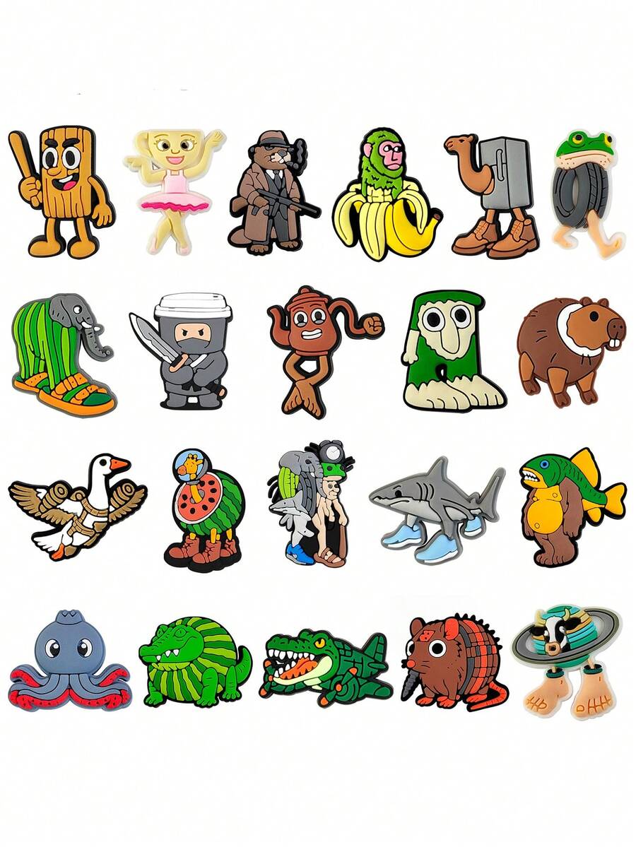 13/21PCS Funny Italian Brainrot Shoe Charms Set, PVC Shoe Decorations For Beach Bag, Shoe Accessories Charms, Gift Idea For Birthday Christmas Valentine's Day Halloween Party Favors - Multicolor - View 1