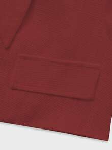 2 件套优雅法式复古硬币印花吊带裙 + 短袖夹克上衣，迷人两件套 - 酒紅色 - 查看 11