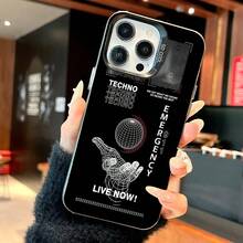 Techno mobile phone case designed with a futuristic silhouette and digital globe graphic suitable for  17air 16e 15 14 13 12 and 11 Pro models made of TPU material and provides shockproof protection. Perfect for tech enthusiasts gamers birthdays holidays and special occasions. - Negro - Ver 2