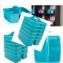 Teal Plastic Storage Caddies 6 Pack