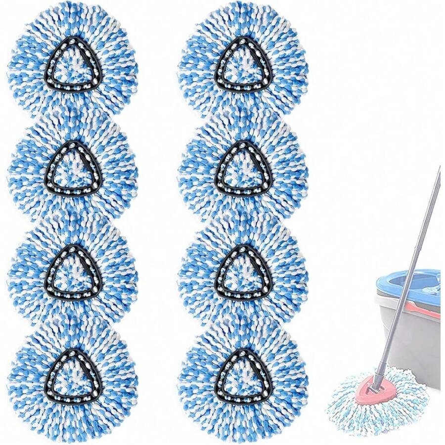 2 Pack Spin Mop Replacement Heads, Microfiber Refill Pads Compatible With 2-Tank RinseClean System, Triangle Mop Heads For Hard Floor Cleaning - 8 件裝 - 查看 1