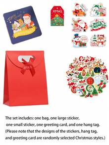 1 set de sacs-cadeaux de Noël, sacs-cadeaux, grands autocollants, petits autocollants, cartes de vœux, étiquettes. Les motifs du produit dans l'ensemble sont aléatoires, peuvent être faits à la main dans votre style préféré, utilisés pour les cadeaux de Noël. Joyeux Noël !