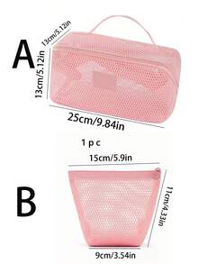 1pc Nylon Mesh Cosmetic Bag, Travel Cosmetic Storage Bag, Breathable Toiletries Storage Bag, Macaron Color Storage Bag, Stationery Storage Bag, Large-Capacity Travel Cosmetic Bag, Convenient Handbag, Suitable For Storing Toiletries, Electronic Data Cables, Makeup Brushes And Tools, Multi-Functional Storage Bag, Home Storage Necessities, Vacation Travel Necessities, Dormitory Necessities.