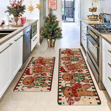 Set Keset Dapur Natal 1/2/3 Buah Tebal 0,47 Inci/1,2 Cm - Dekorasi Natal, Desain Pola Manusia Kue Jahe & Permen, Alas Busa Memori Anti Selip, Ideal Untuk Dapur, Kantor Rumah, Ruang Cuci, Dekorasi Kamar Mandi - MultiWarna - View 6