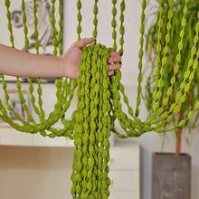 Cortinas de puerta de poliéster con cuentas, cortinas de cordón con flecos de linterna, cortinas de línea para ventanas de hotel, boda, salón, decoración para divisor de habitación - Verde claro - Ver 6