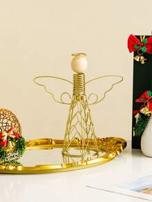 1 pieza Figura de ángel de alambre - Figura decorativa navideña, material de metal, estilo de dibujos animados, diseño creativo, decoración hogareña cálida | Adecuado para regalos, festivales, fiestas, hogar, restaurante y decoración de escritorio Decoraciones navideñas Decoración de habitación Invierno