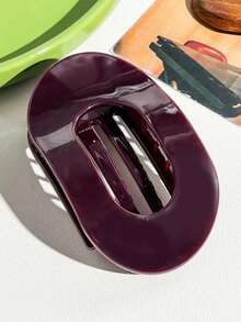 1 Stück/8 Stück einfarbige lässige PU (Polyurethan) neue flache ovale Haarspangen, elegante Haarkrallen für Frauen mit kreativem gebogenem Design und starkem Halt