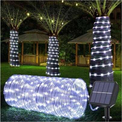 Solar Rope Lights 33FT, IP65 Waterproof Outdoor Solar Powered String Lights With 8 Modes, Flexible Copper Wire Decorative Lights For Garden, Patio, Yard, Party, Christmas