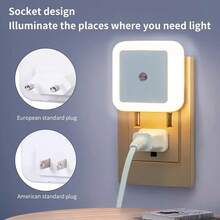 4 luces nocturnas inteligentes - Con sensor de anochecer a amanecer - Se encienden y apagan automáticamente para el dormitorio, el baño, el pasillo, la cocina - Blanco - Ver 9