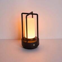 QUIGO Lantern Table Lamp Cordless, LED Night Light Portable Battery Operated Lights Rechargeable Desk Lamp 3 Colors Rechargeable Cordless Camping Bedroom Bar Wireless End Side Table Patio - 黑色 - 查看 10