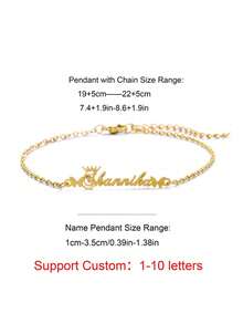 Vòng chân bằng thép không gỉ khắc chữ cái đầu tên tiếng Ả Rập theo yêu cầu, kèm mặt dây chuyền hình bướm và trái tim, trang sức dành cho nữ. - Nhiều màu 3 - Xem 3
