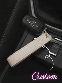 定制PU皮革钥匙扣，带环，优雅手工包包挂饰，汽车挂钩，独特时尚配饰，可定制姓名，送给她的最佳礼物，圣诞礼物，情人节礼物，母亲节礼物，教师节礼物，感恩节礼物，学习用品，返校礼物，大学礼物，同事礼物，旅行收纳包，2000年代风格 - 彩色 - 查看 4