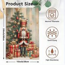 2 pièces/100 pièces Figurines de casse-noisette de Noël et serviettes à motif sapin de Noël, convenant pour salles à manger, cuisines, salles de bain, décoration quotidienne, fête familiale quotidienne, décoration de la maison et articles ménagers aux couleurs vives. Peut être offert en cadeau.