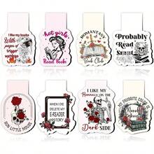 Dark Romance Magnetic Bookmark Gifts 8Pcs Funny Book Mark Magnets Flower Skull Bookmarks Magnetic Romance Magnets Bookmark Page Clip Gift For Women Men Book Lovers Students Teachers Reading - 黑暗浪漫 - 查看 1