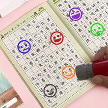 Set de 1 pieza/2 piezas de sellos divertidos de maestro, sellos de cara sonriente/triste con emociones - Sellos de oficina de maestro, artículos de papelería esenciales para volver a la escuela - Marca 2cm - Ver 6