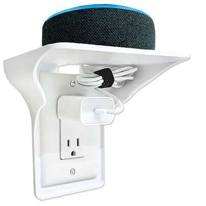 1pc Punch Free Socket Bracket, Wall Side Living Room Socket, Storage Rack, Kitchen Bedroom Dormitory Bedside Storage, Mobile Phone Bracket