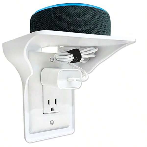 1pc Punch Free Socket Bracket, Wall Side Living Room Socket, Storage Rack, Kitchen Bedroom Dormitory Bedside Storage, Mobile Phone Bracket