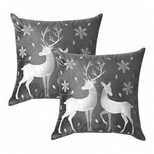 1 buc. Față de pernă cu broderie din catifea cu husă de pernă pentru canapea cu decor cu ren, gri, 18*18 inch - Gri - Vizualizare 9