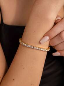 1条闪亮2-3毫米网球手链，925纯银材质，女士款式，迷人优雅的情人节礼物