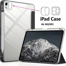 For IPad Case Compatible With A16 Models From The 11Th And 10Th Generations (2025/2022), As Well As IPad Air M2 M3 11inch/13inch Ipads, Ipad Pro M4 11inch/13inch, It Features A Holder For The Pencil, A Hard Clear Transparent Back Shell, A Soft TPU Shockproof Frame Cover, And An Auto Sleep/Wake Function.