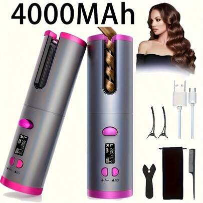 K·SKIN USB 可充电无线卷发器 - 轻松精准卷发，6 种加热和定时器设置，快速加热和自动关闭，无忧造型体验